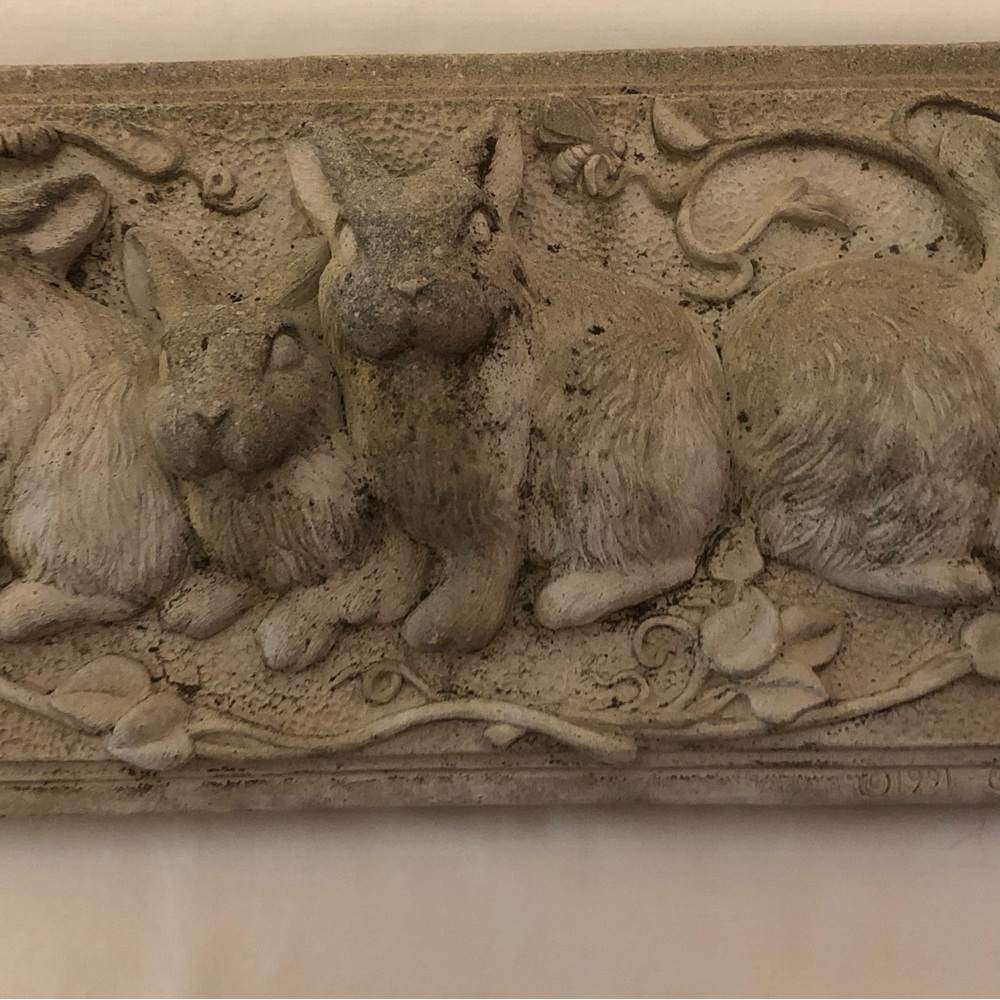 Decorative Rabbit Wall Plaque in Weathered Stone Finish - Picture 3 of 10
